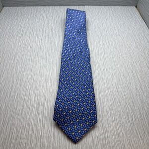 Allen Edmonds Blue Silk Tie Medallion Foulard Pattern Classic Preppy